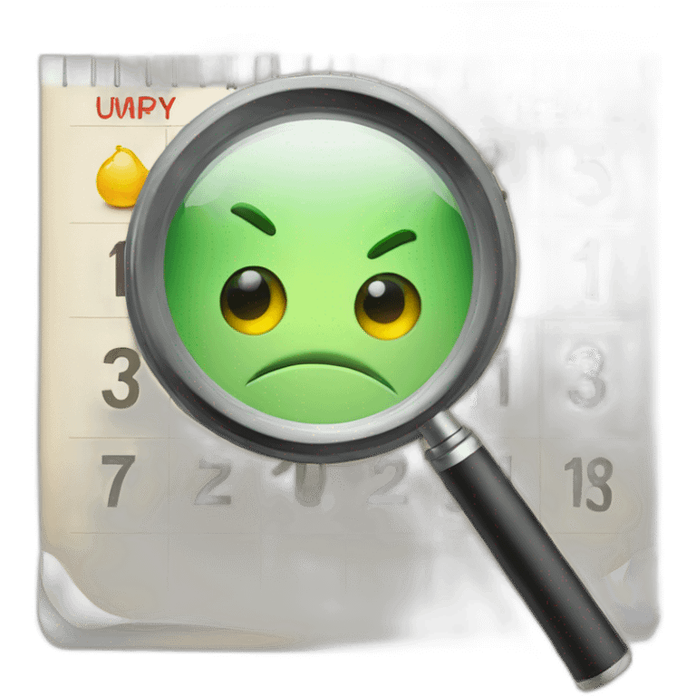 Calendar with magnifying glass emoji