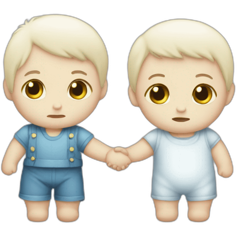 two sad white babies holding hands emoji