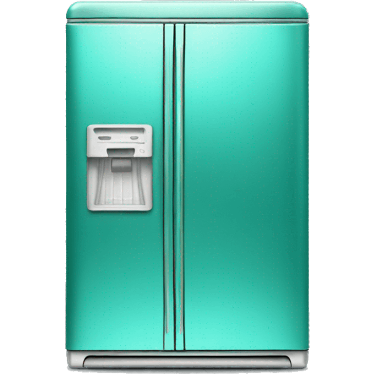 Realistic metallic turquoise fridge isolated. emoji