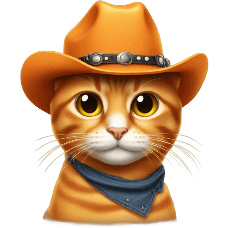 Orange cat with a cowboy hat and sunglasses emoji