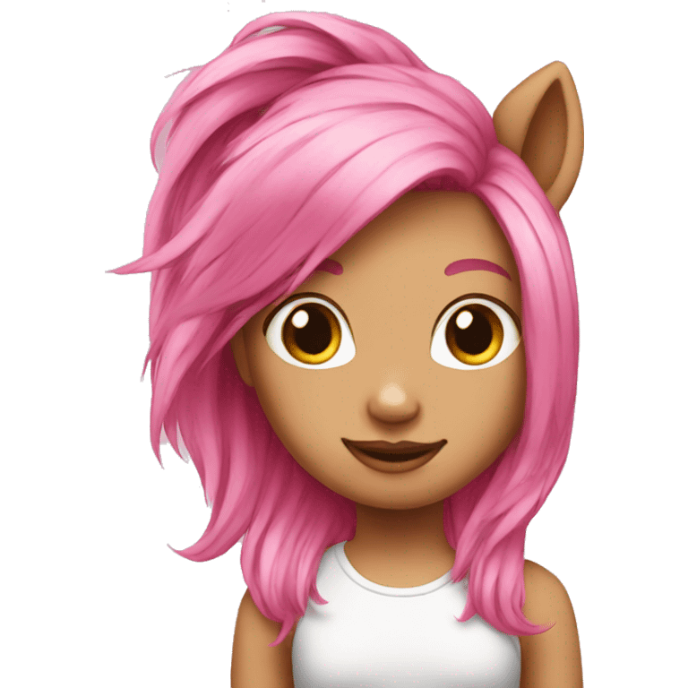 Girl with pink hairs pony emoji