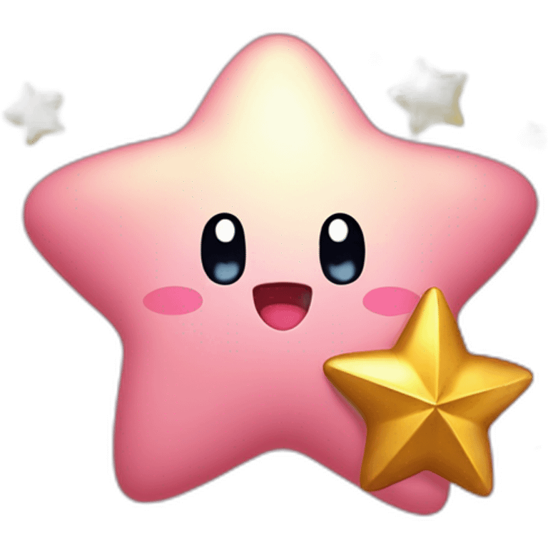 cute happy Kirby with a golden star emoji