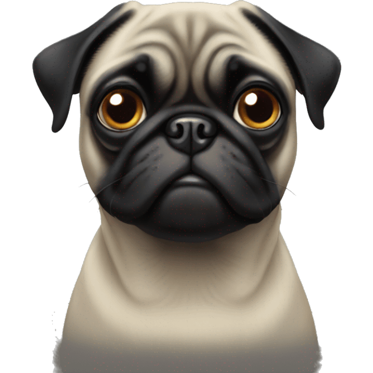 Cross eyed black Pug emoji