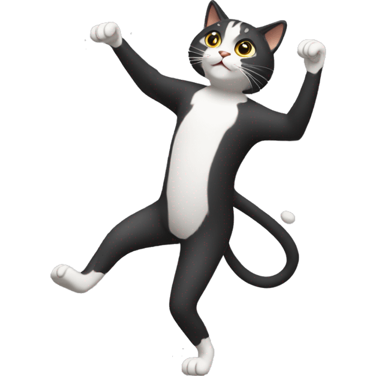 Create cat emoji while dancing on two legs emoji