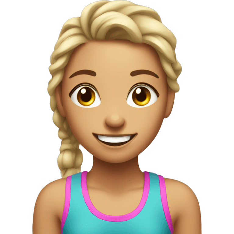 A cheerful girl in the gym is engaged emoji