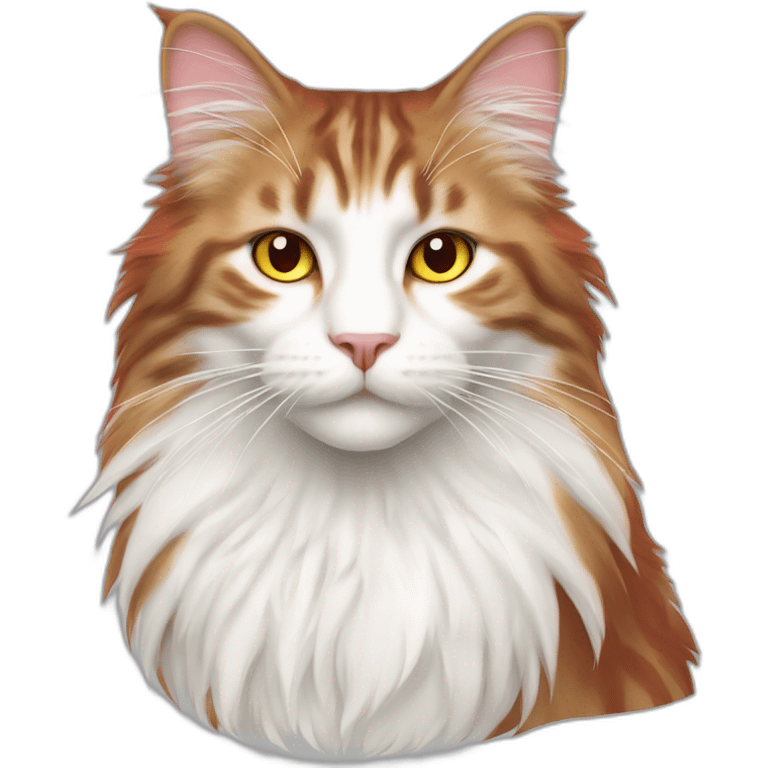 Arashi Norwegian Forest Cat white and red emoji