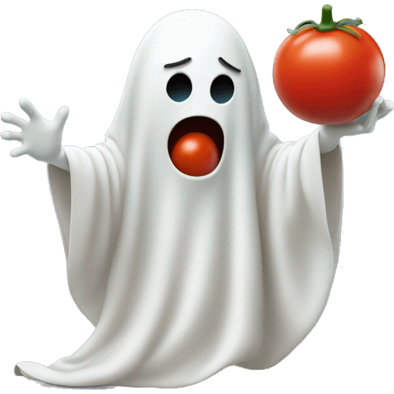 Cute Ghost throwing tomato in hand emoji