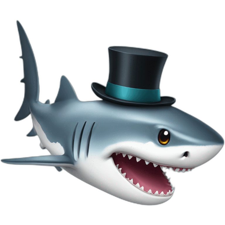 Shark with a top hat emoji