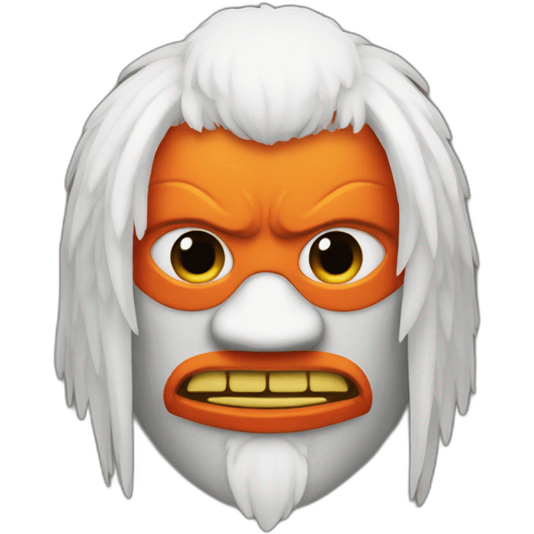 a tengu mask with a orange afro hair emoji