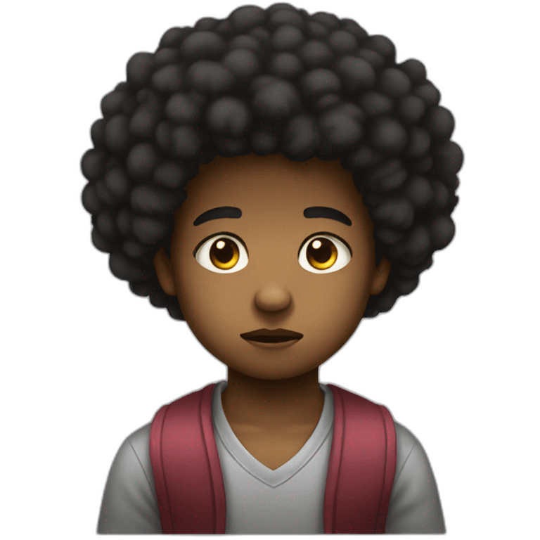 kid afro sad emoji