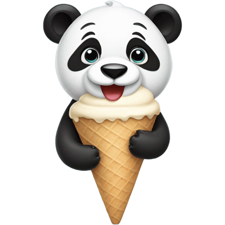 Panda eating ice cream emoji