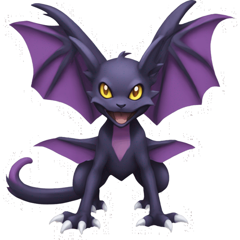 Black edgy Noivern-Noibat-cat-Fakemon full-body emoji