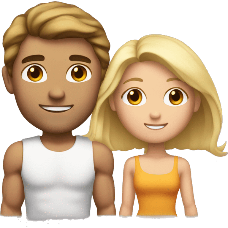 A couple. The guy is very muscular with brown hair and the girl has long blonde hair  emoji