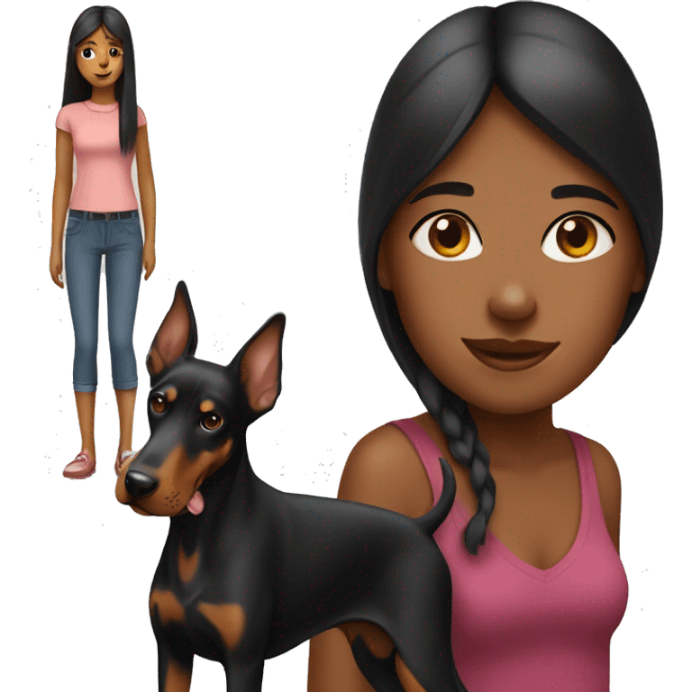 girl with doberman  emoji