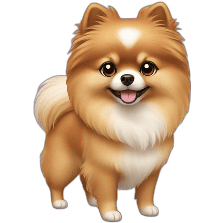 pomeranian dog with girl brown hair emoji