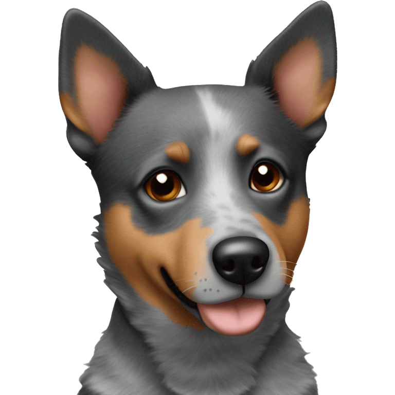 blue heeler mix dog with brown eyes and flopped ears emoji