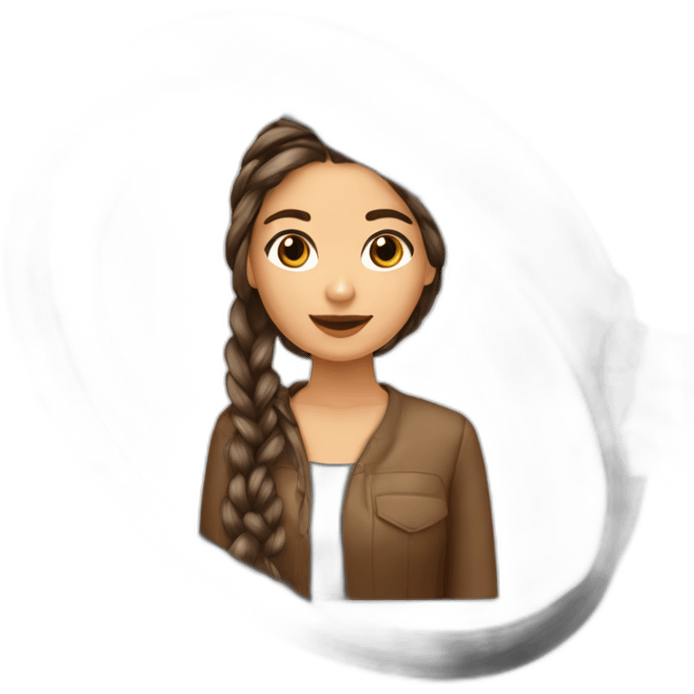 Mujer con braids box fine long hair castaño con magnifier emoji