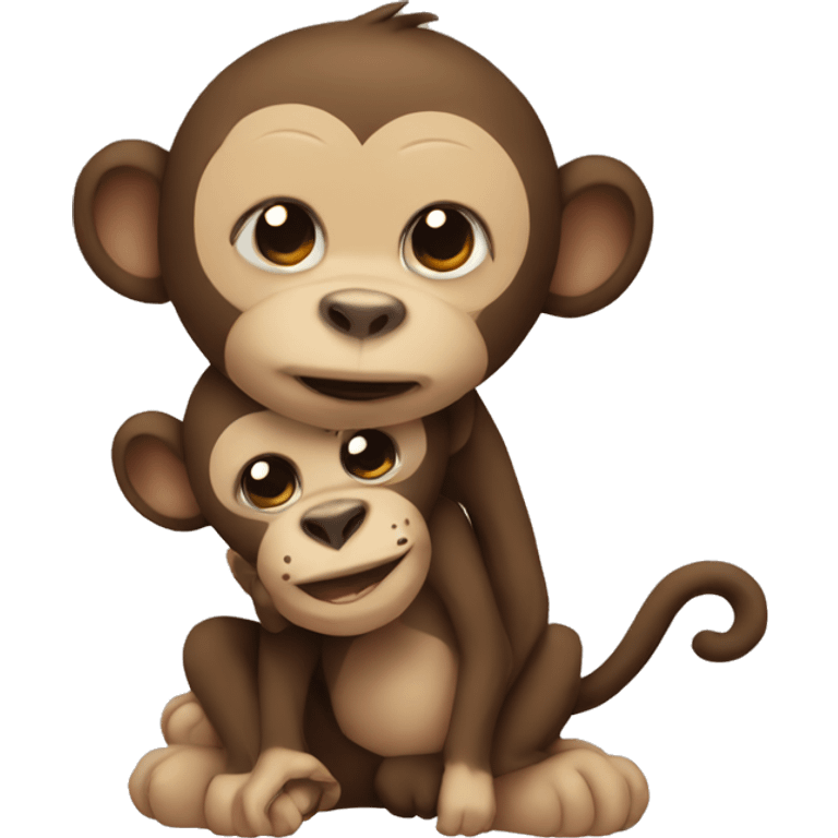 A monkey hugging a doggy emoji