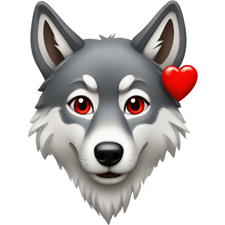 Wolf with red heart eyes emoji