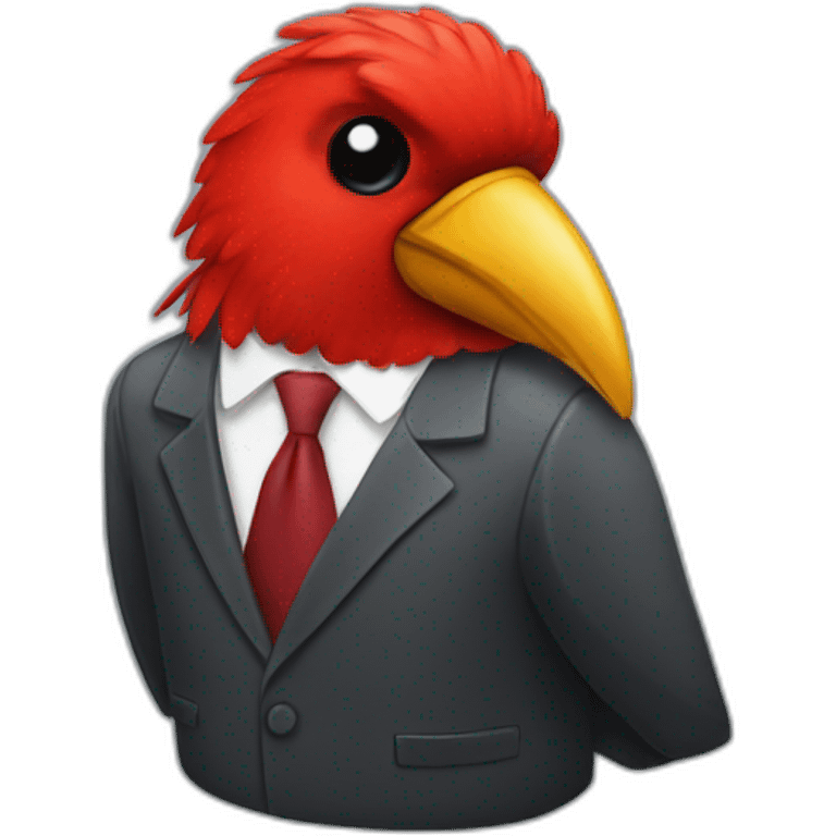 Red bird wearing a suit emoji