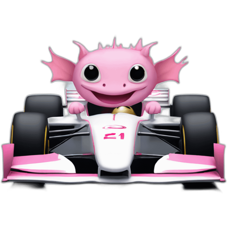 Axolotl in Formula1 car emoji