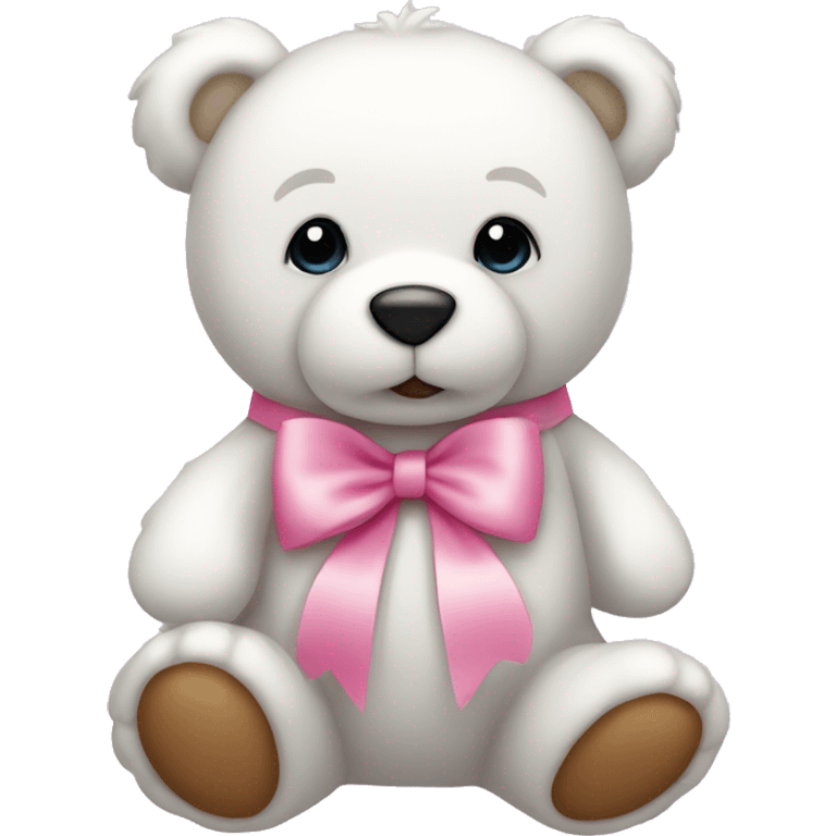 white teddy bear with pink bow emoji