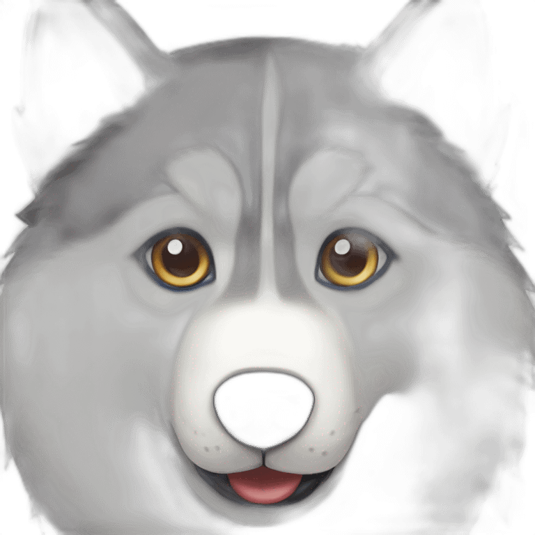 Husky con ojos azules y café emoji