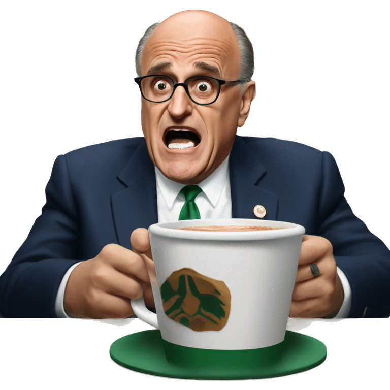 Rudy Giuliani crying with Starbucks emoji