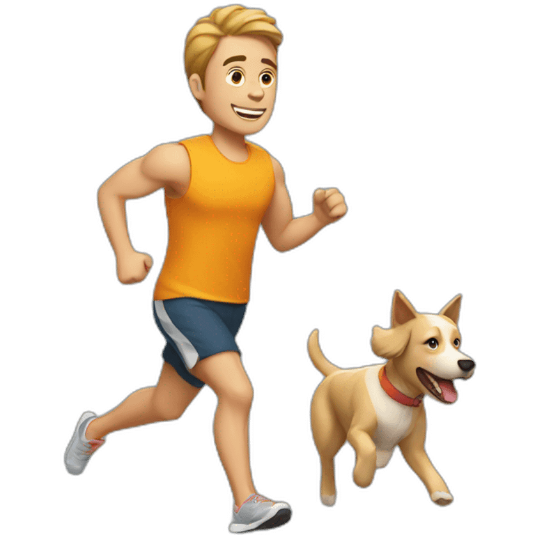 a man jogging with the dog emoji