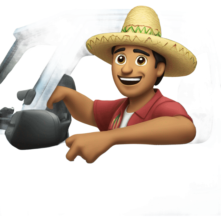 Mexican wearing a sombrero in a truck to get food emoji