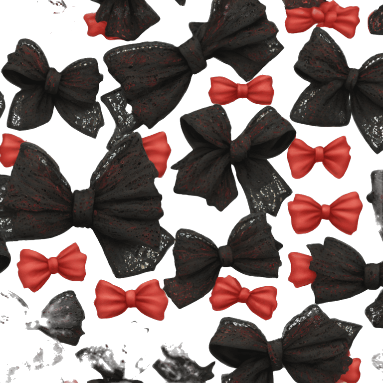 black lace bow with red ruffles emoji