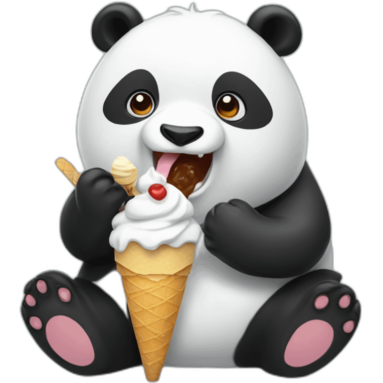 Panda eating ice cream emoji