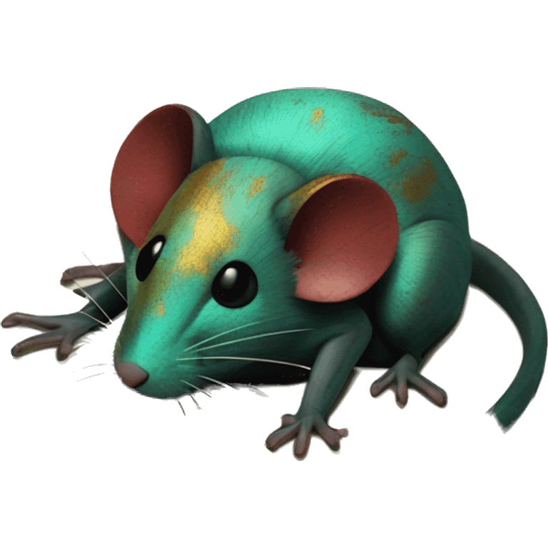 Black red gold green cyan rusty grunge effect scratched patina rat mouse puppy scorpion tail stinger  emoji