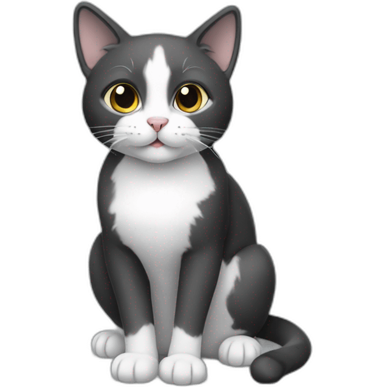 Black grey and white cat  emoji