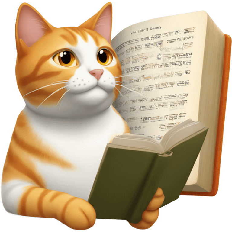 Orange and white tabby cat reading family Bible emoji