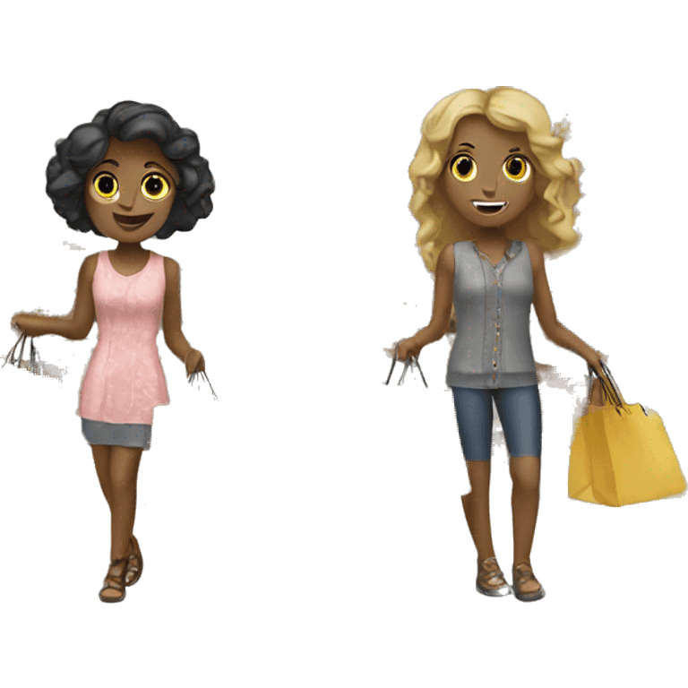 Two girls shopping  emoji