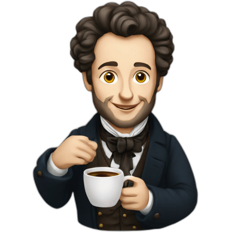 pushkin with a cup of coffee emoji