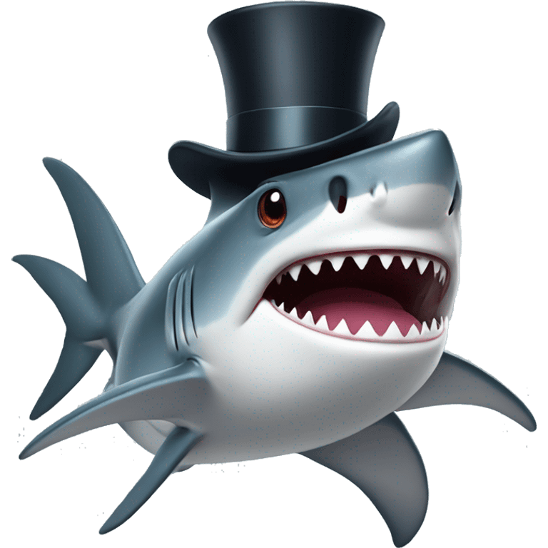 Shark with a top hat emoji