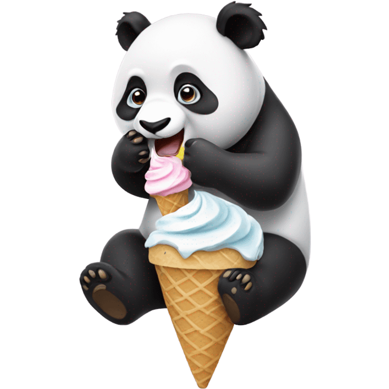 Panda eating ice cream emoji