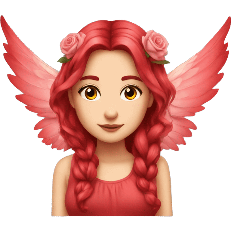 big wings, rose, Beautiful, fairy, red, long hair emoji