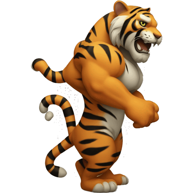 A tiger with muscles and black hop die emoji