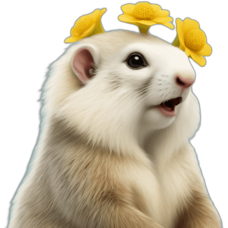 Marmotte sur un bouquetin albinos emoji