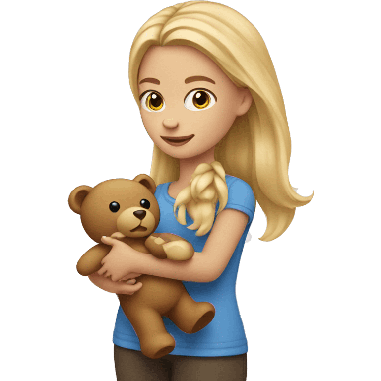 Blonde girl holding a teddy bear emoji