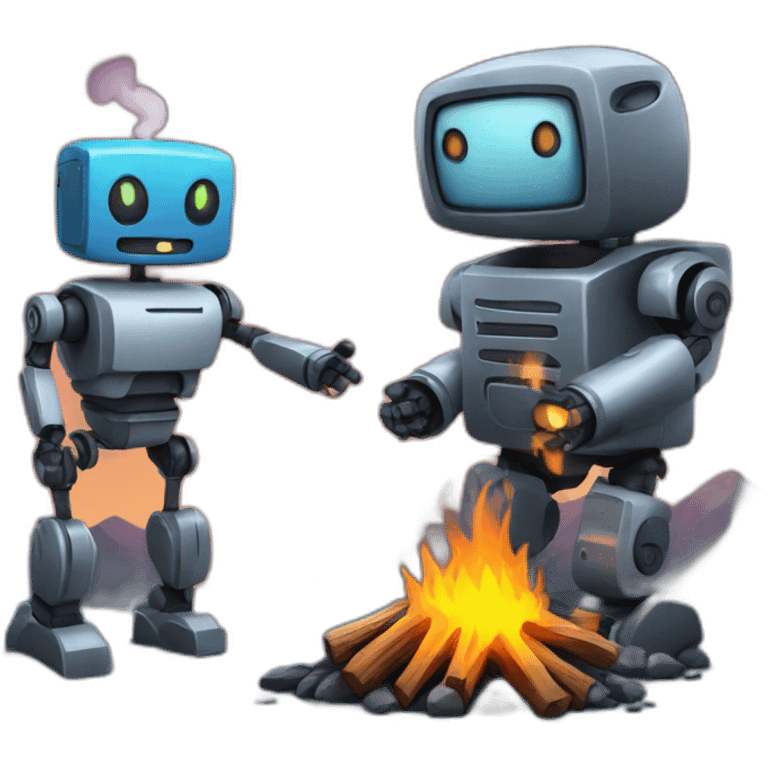 campfire and robot emoji