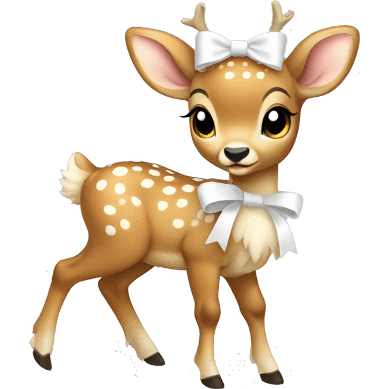 full body baby deer wearing white bows emoji