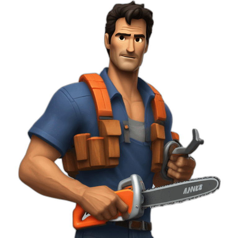 Ash Williams with chainsaw hand emoji