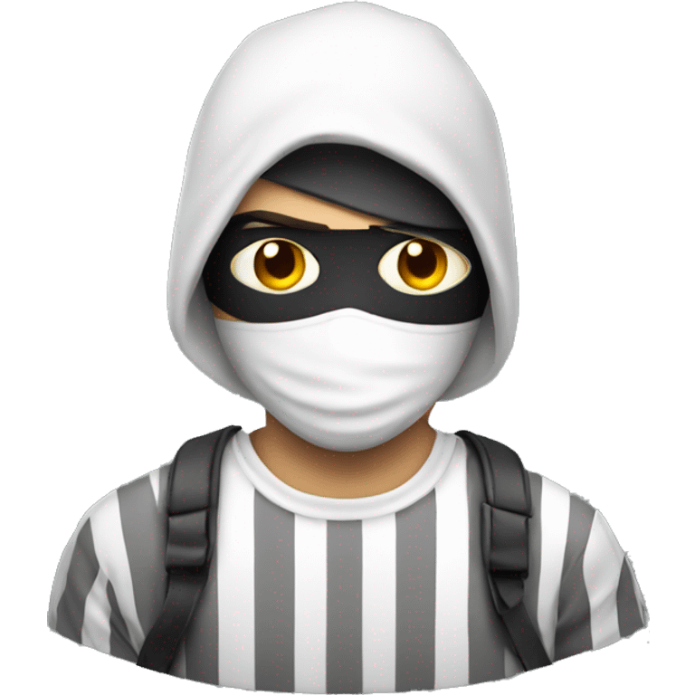 Burglar with eye mask and striped white and white shirt emoji