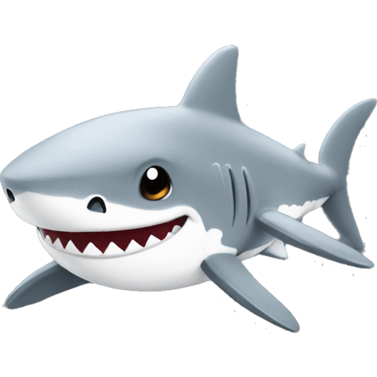 cute small shark, happy, gray color shark emoji