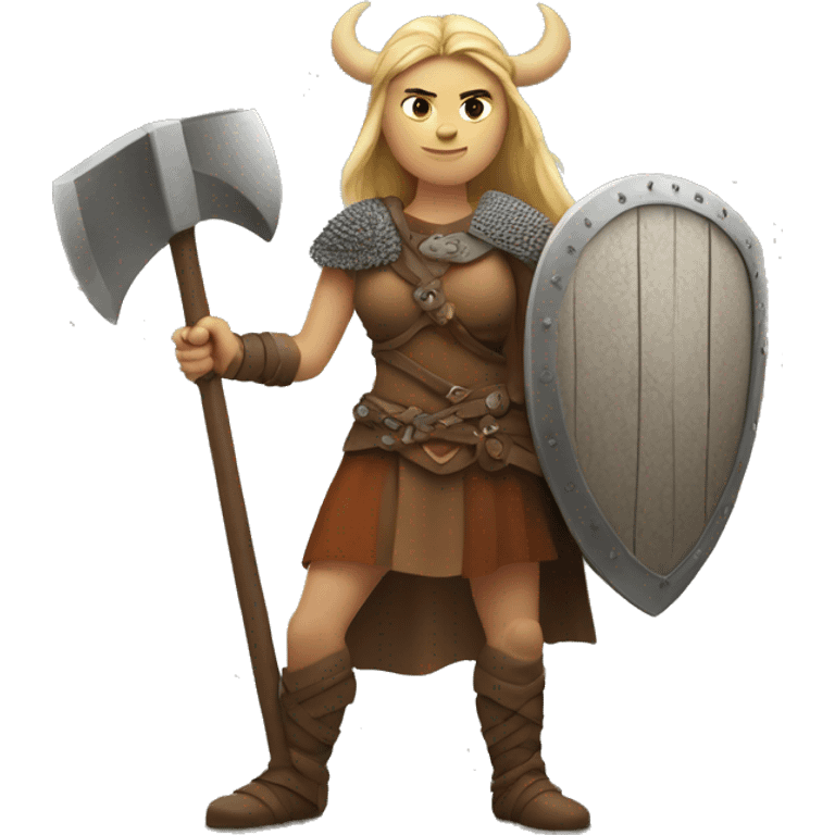 viking woman warrior with axe and shield emoji