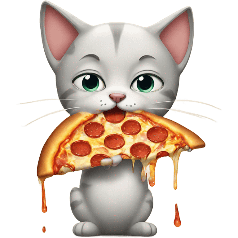 Crying cat with tears eating pizza emoji